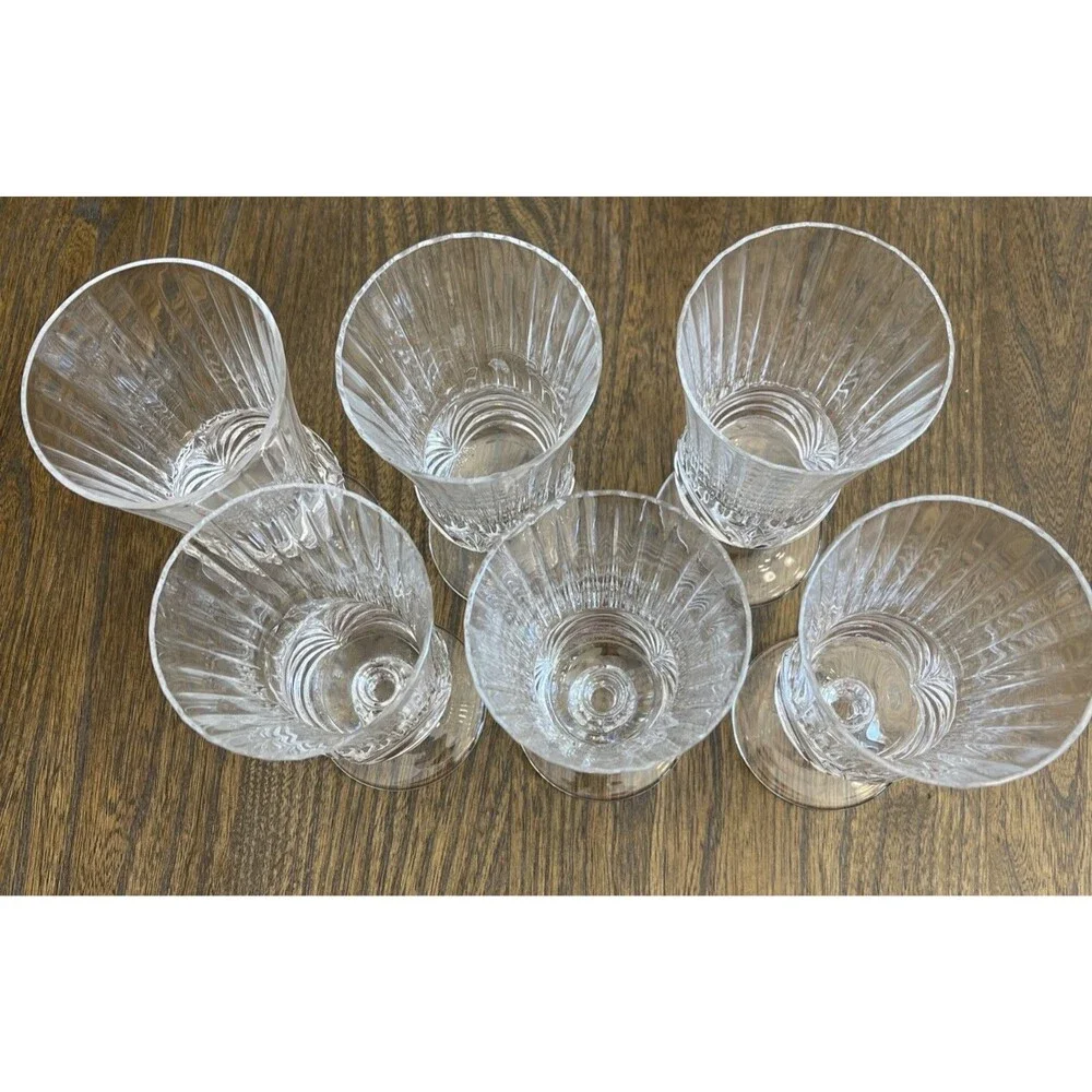 Vintage Royal Crystal Rock Aurea Optic Iced Tea Water Glass Ribbed Stemware